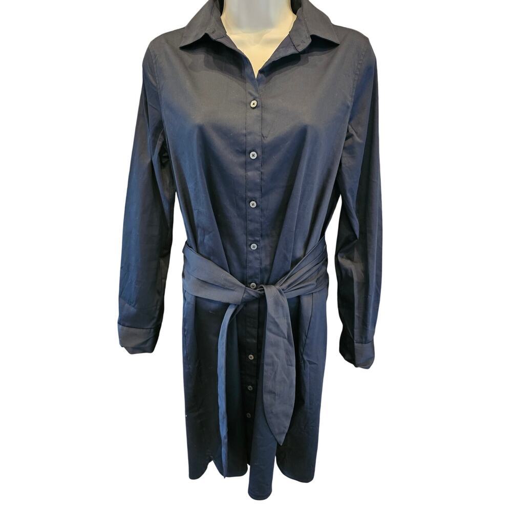 Untuckit For Her Angelina All Black Professional Shirt Midi Dress Long Sleeve 4